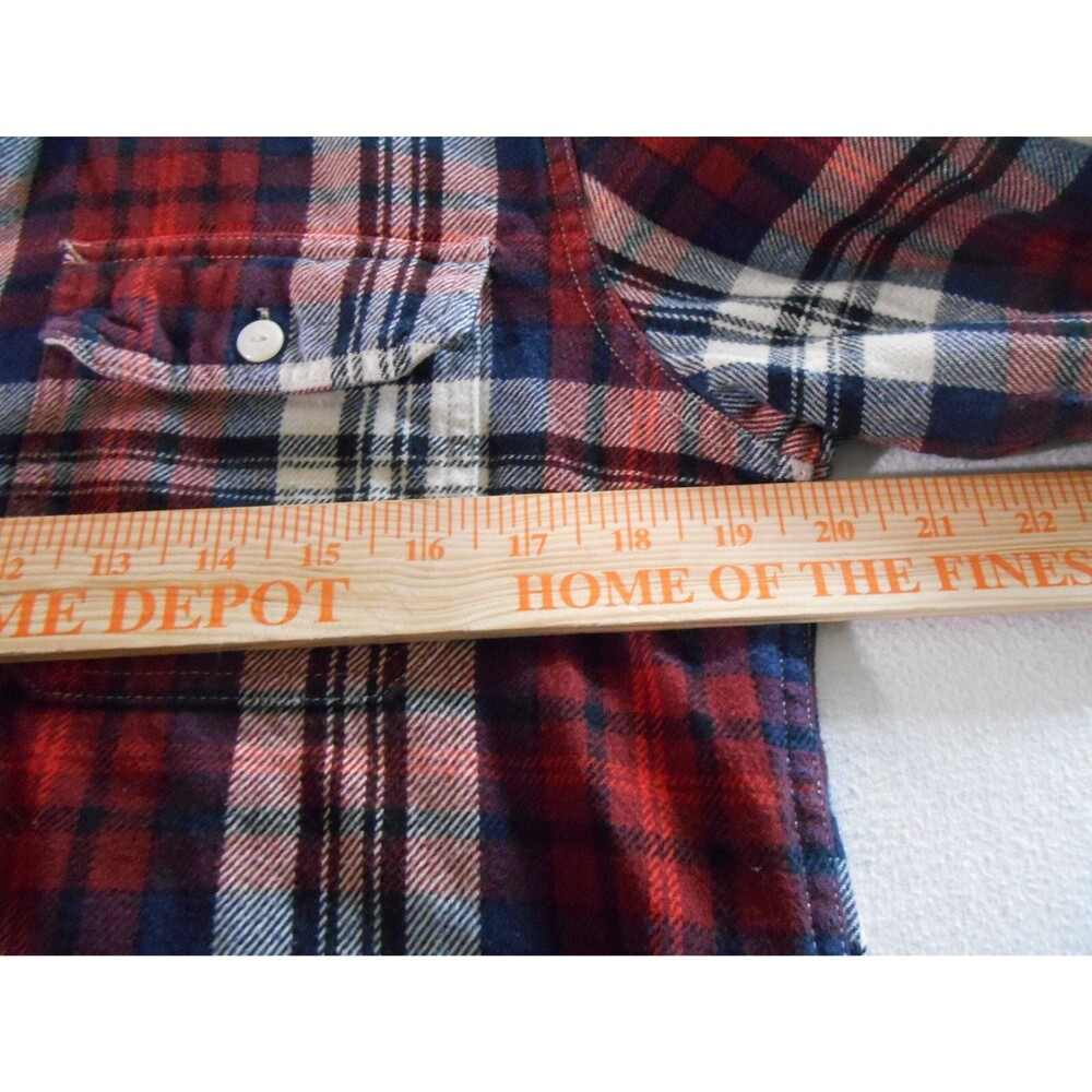 American Eagle Shirt Womens Small Red Blue Heavy Flannel Pockets Outdoors Comfy - Picture 7 of 11